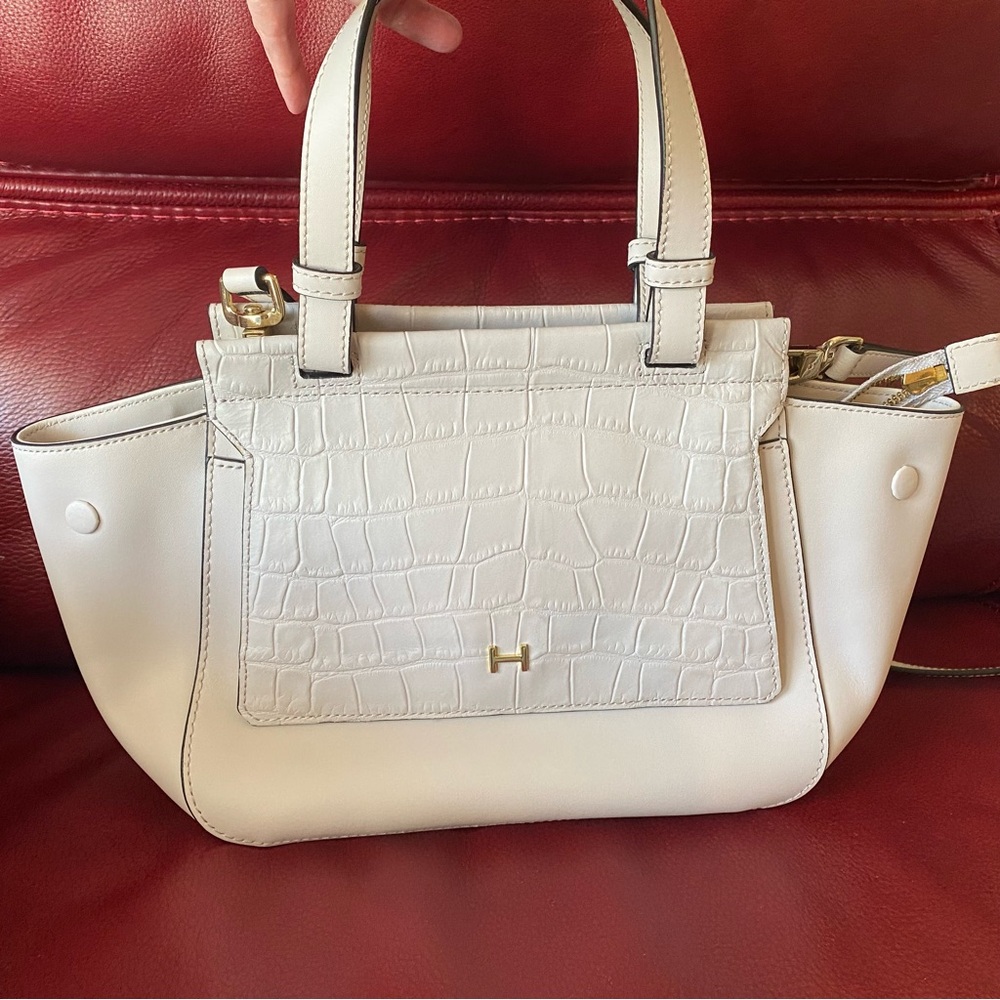 H by Halston Leather Satchel. Light Grey? Parchment?